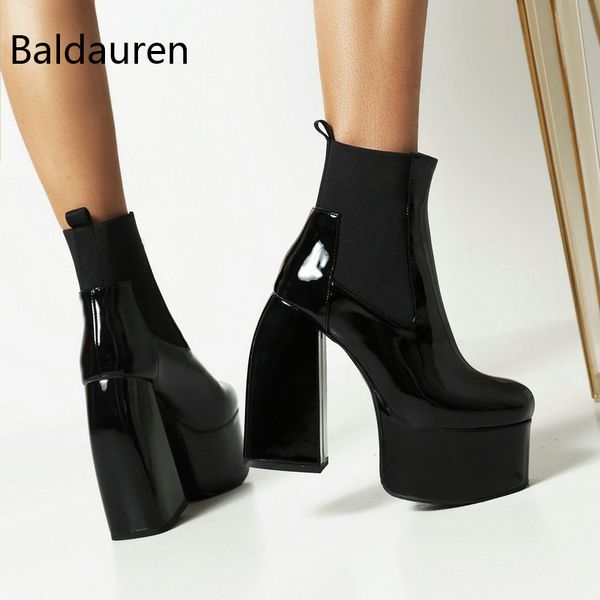 

womenbootshippingchunkywinterbootsplatformbranddesignshortbootanklebootforwomenbigsize46, Black