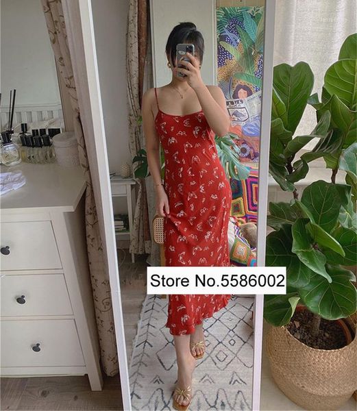 

casual dresses qualities ladies silk 100% butterfly print backless red spaghetti strap midi dress - 2021 magebop women fashion, Black;gray