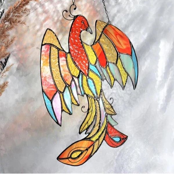 

25# mini stained window hanging bird rainbow suncatcher garden decoration outdoor acrylic vintage gardening pendants decorations