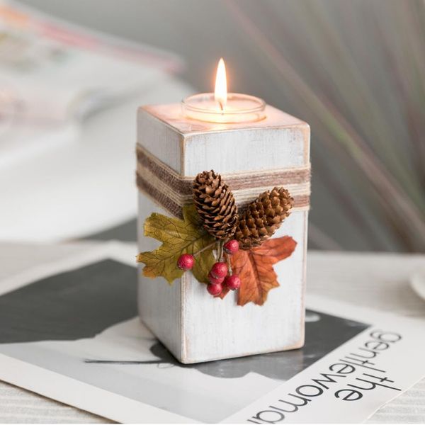 

candle holders european nordic wood holder tray retro wedding glass vase matching block porta velas candlestick