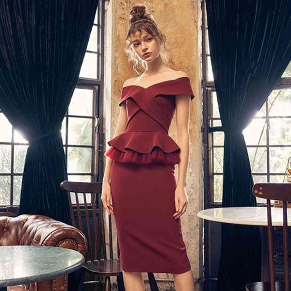 

skirt adyce summer two pieces one shoulder lace ruffles and wine red sheath fashion club for women sets, Black