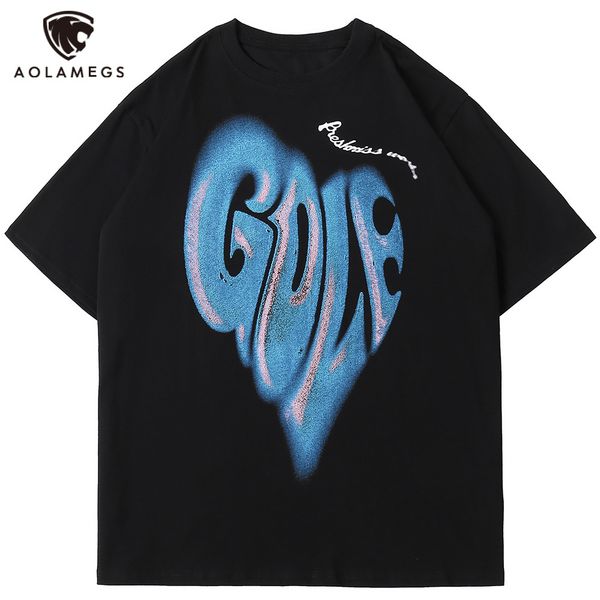 

men's polos aolamegs t men's shirt. letter printed with a spray of paint baggy shirt will see simple casual fashion harajuku all-, White;black