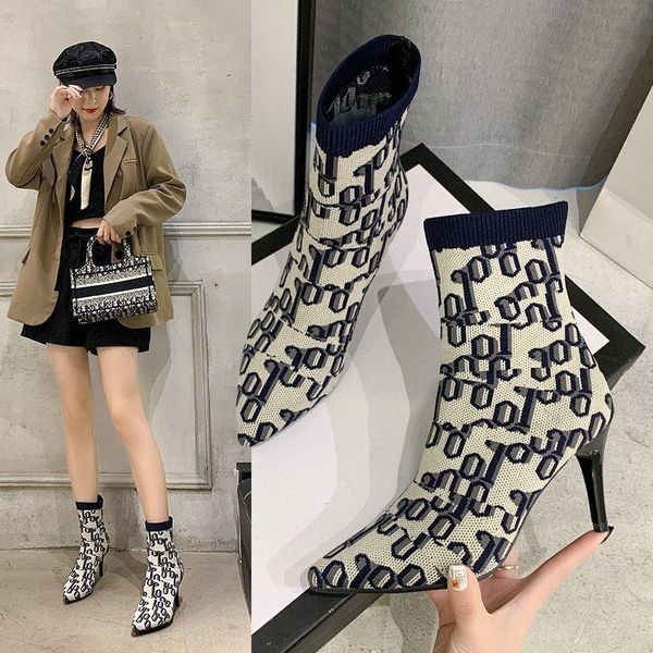 

boots ladies pointed toe ankle mother-of-pearl fashion shoes autumn and winter explosion models female stiletto, Black