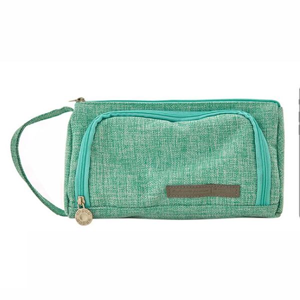 

pencil bags angoo pure color case, multi slot pen bag, big storage pouch organizer with handle for stationery cosmetic travel wallet
