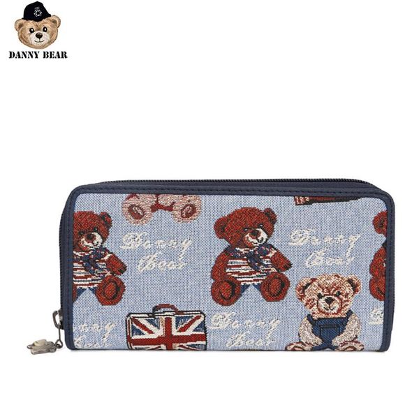 

wallets danny bear fabric purse long wallet vintage holder flag money clip print dbwb6112002, Red;black