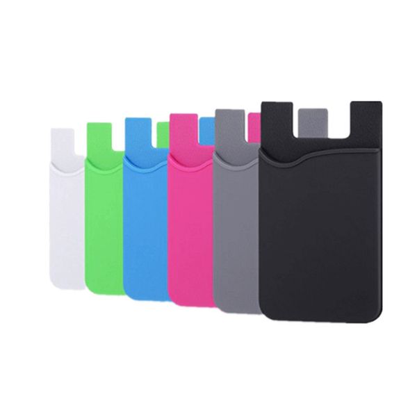 

mobile phone cases double pocket elastic stretch silicone cell phone id credit card holder sticker universal wallet case