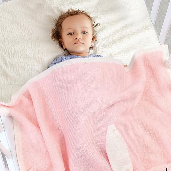 

autumn winter infant baby boy girl rabbit ears knit blanket sleeping bag born quilt boys girls hold 210429, Blue
