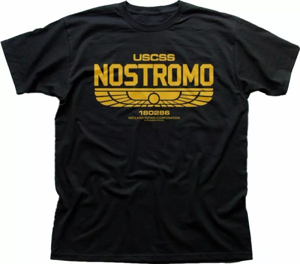 

aliens uscss nostromo weyland yutani black printed t-shirt fn5163, White;black
