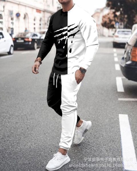 

men's tracksuits spring and autumn men's nightgown casual youth fashion outdoor sports male suit trend 53ph, Gray