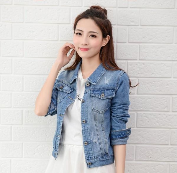 

women's jackets jacket spring and autumn denim female long sleeve, Black;brown