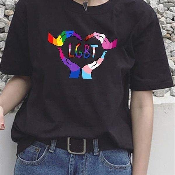 

gay and lesbian lgbt slogan printed tee rainbow gift harajuku hipster casual funny t-shirt 210512, White