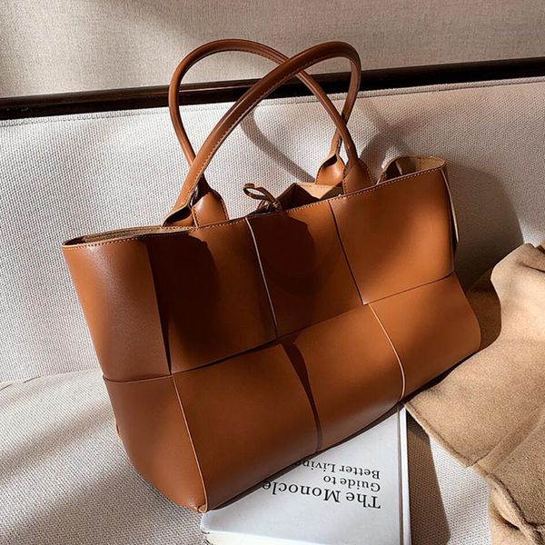 

large weave tote bag 2021 fashion high-quality pu leather women's designer handbag high capacity shoulder bags