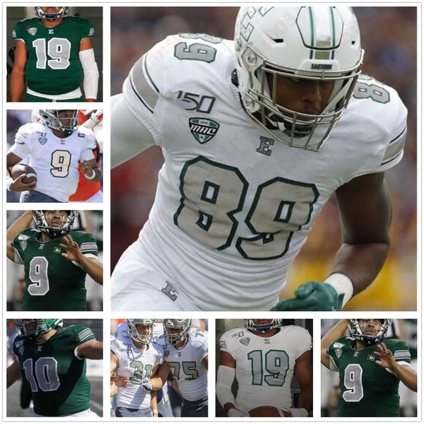 

emu eastern michigan eagles 33 breck turner 87 mathew sexton 12 tyler wiegers 20 blake banham men women youth stitched football jersey, Black