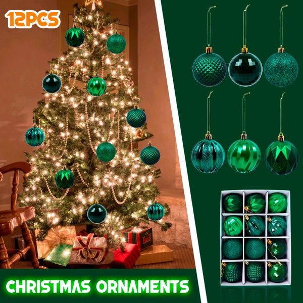 

party decoration 12pcs christmas ball baubles xmas tree decorations hanging pendant home decor navidad 2021 fn50