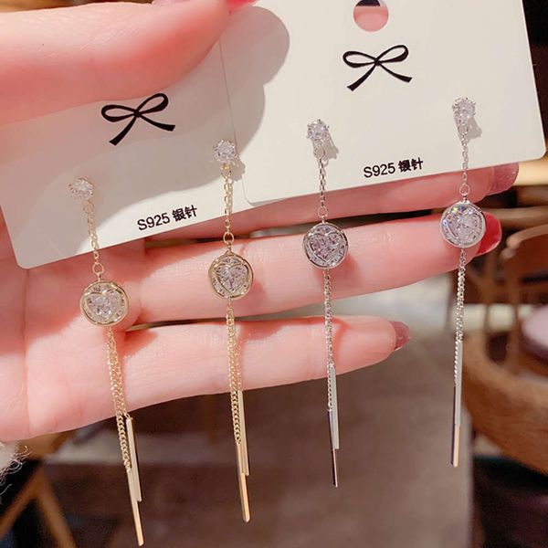 

2020 new fashion micro inlaid zircon tassel earrings for women, Black