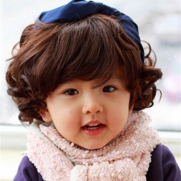 

cute children's baby long girl's short curly hair princess baby's wig, Black