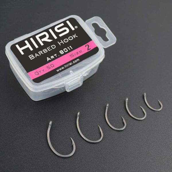 

50pcs barbed hooks 2/4/6/8/10 model portable carp hook curve shank fishing tackle tools accessories
