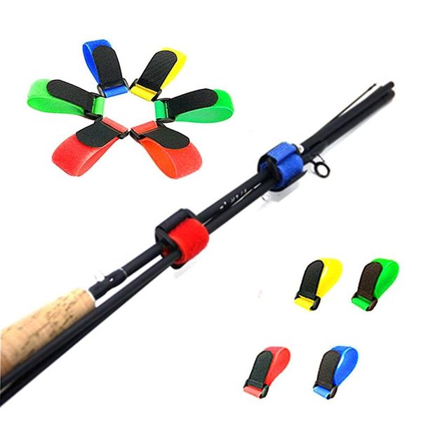 

10pcs reusable outdoor fish rod holder strap nylon clasp fastener adjustable non-slip fishing pole wrap band boat rods
