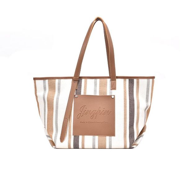 

fashion canvas large women shoulder bag stripe big tote lady handbag shopping bags