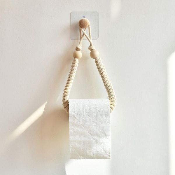

toilet paper holders wall-mounted towel rack handmade cotton rope holder el wall decoration shelf environmental protect