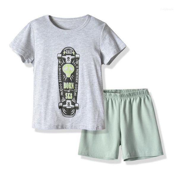 

cotton baby clothes set for summer kids outfit boy shirts with short sleeve and shorts pajamas1, White