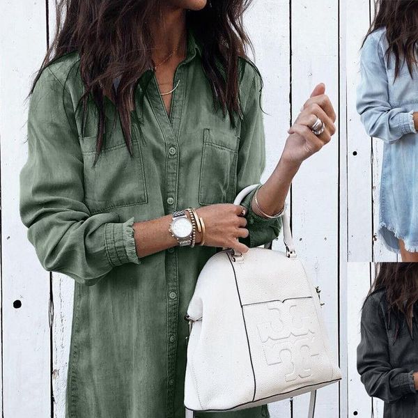 

denim womens shirt jeans women casual full sleeve button blouse ladies autumn loose long shirts feminino cowboy drop, White