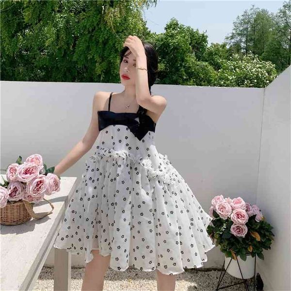 Polka Dot Ruffle Dress Women Summer French Puffy Retro Sling es Femminile Short Mini Party Prom Club Evening Cloth 210601