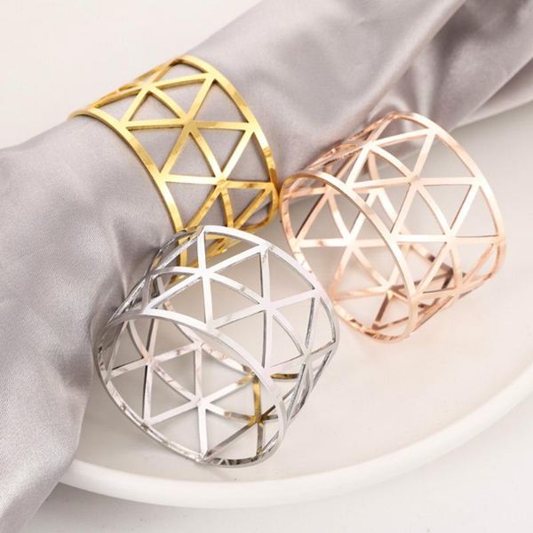 

napkin rings rose gold silver alloy wedding party table decoration towel dinner hollow buckle holder home accessories