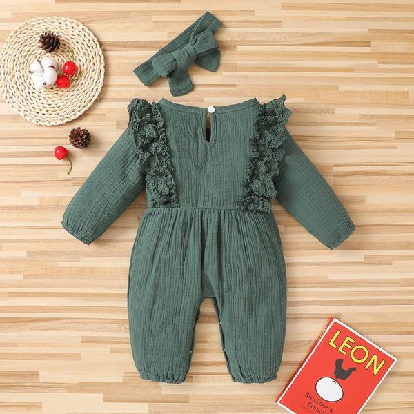 

jumpsuits tie dye print jumpsuit born infant baby girl cotton linen romper lace bow one piece clothes winter, Blue