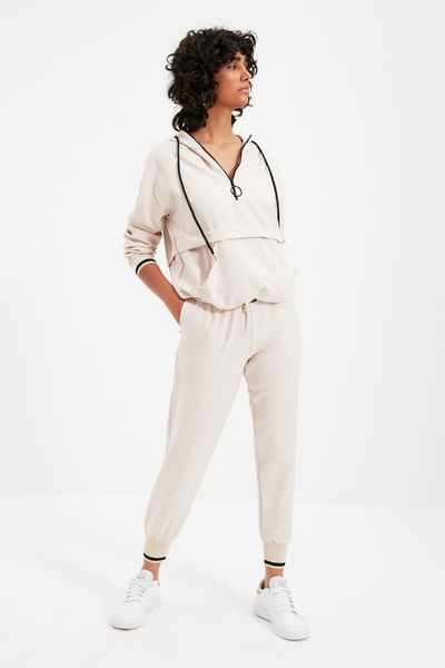 

women's two piece pants trendyol hooded bottom-suit twoaw22au0111, White