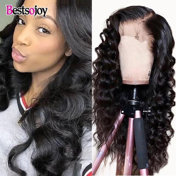 

28-30" loose deep wave wig 13x4 lace front for black women pre plucked malaysia human hair wigs 180% 4x4 closure1, Black;brown