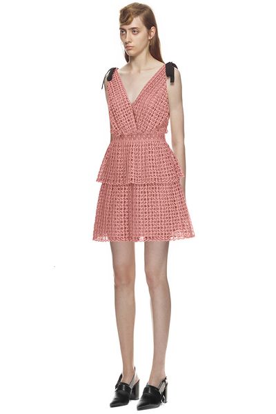 

custom made a line arrival runway summer pink party v-neck lace above knee wommen, White;black