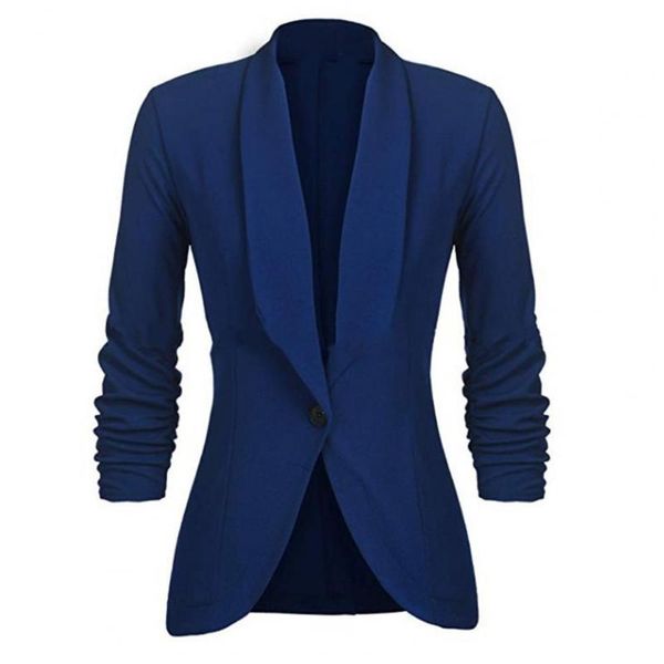 

women's suits & blazers 2021 autumn winter women single button 3/4 sleeve slim fit office lady blazer lapel open front suit jacket oute, White;black