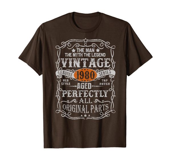 

40 years old 1980 vintage 40th bday gift tee decorations t-shirt, White;black