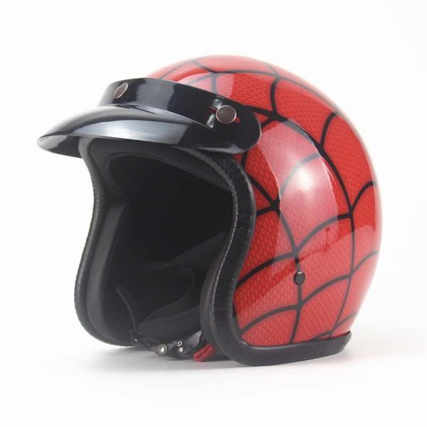 

urban helmet open face 3/4 featuring red spider pattern tk35