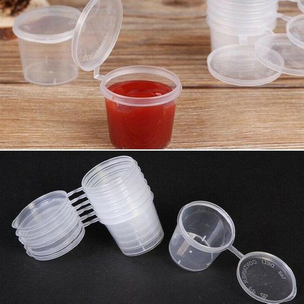 

storage bottles & jars 100 sauce containers 27ml plastic disposable cups lid with boxes