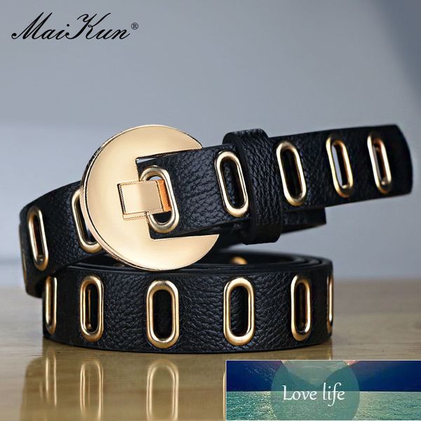 

maikun new grunge womenÂ belt adjustable hole grunge punk belts for women alloy pin buckle leatherÂ beltÂ forÂ pantsÂ dresses factory price exper, Black;brown
