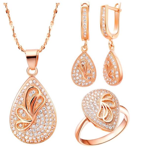 

earrings & necklace heart rose gold color wedding jewelry sets women fashion set with zircon butterfly and earring ring for, Silver