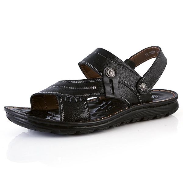 

sandals for slip dress homens big male sandles shoe large para masculina piel plage beach sandalhas masculino sandal cuero mens walking, Black
