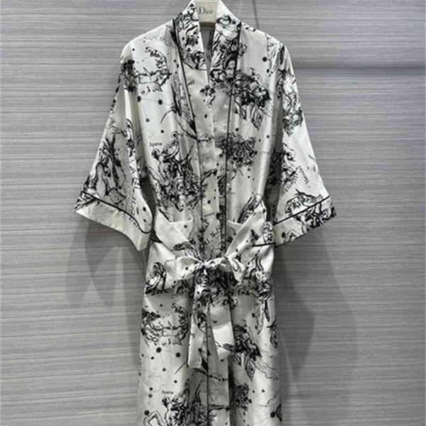 

2021 stand collar long sleeve beading print brand same style dress milan runway dress designer dress 0131-2, Black