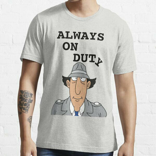 

inspector gadget always on duty funny humor t-shirt for fans, White;black