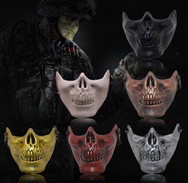 

skeleton mask half face actual combat warrior face masks halloween party scary mask