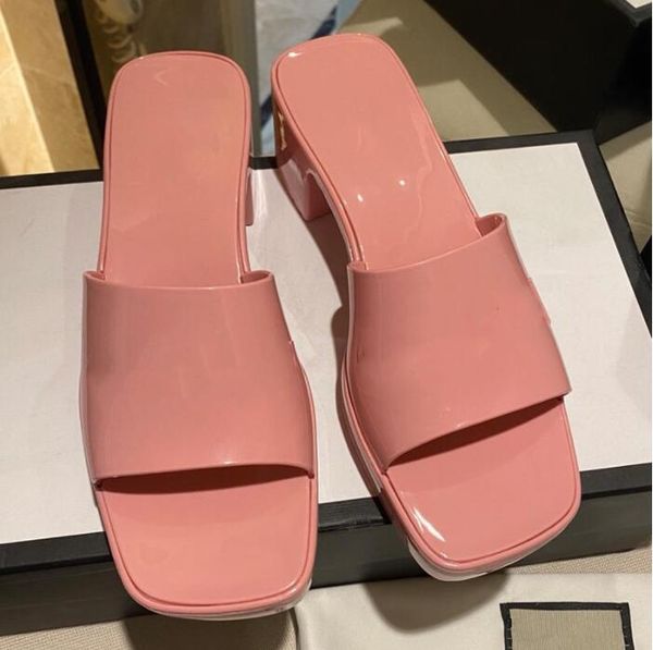 

woman sandals summer fashion slippers thick bottom chunky rubber slides platform alphabet lady bright leather heel sandal fadhion beach shoe, Black