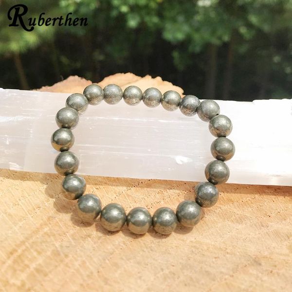 

ruberthen a grand pyrite stacking bracelet men`s wrist mala beads jewelry protection creativity drop beaded, strands, Black