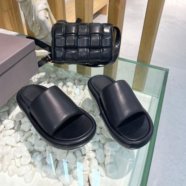 

slippers summer sell women's solid genuine leather luxury brands fashion slipper outdoor ladies, Black