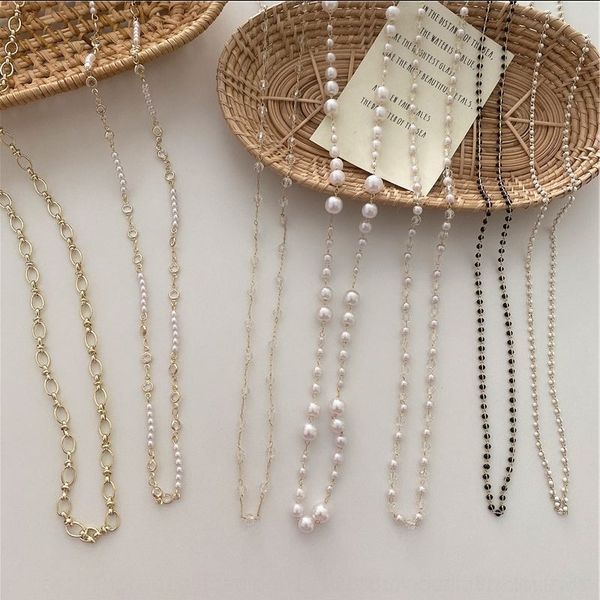 

Efvl transparent korean beaded chain with diamond mesh red mask necklaceversatile and beaded eyeglasses chains glasses necklacepearl