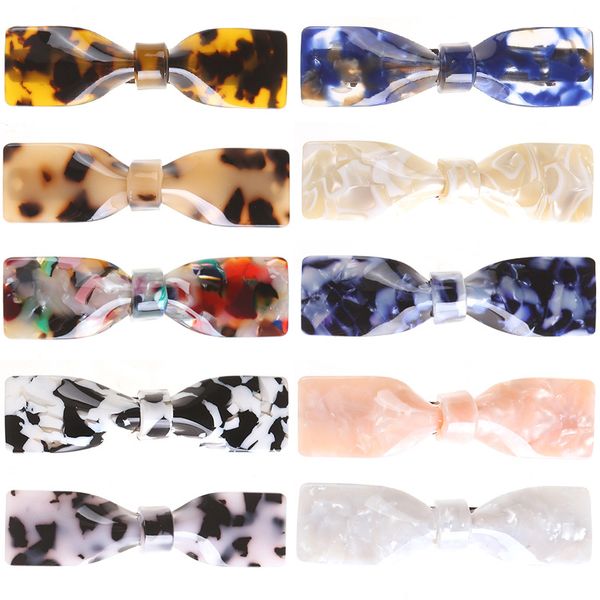 

woman acetate hair clip retro leopard marble print acrylic bow hairpins barrettes geometric hair accessories, Golden;silver