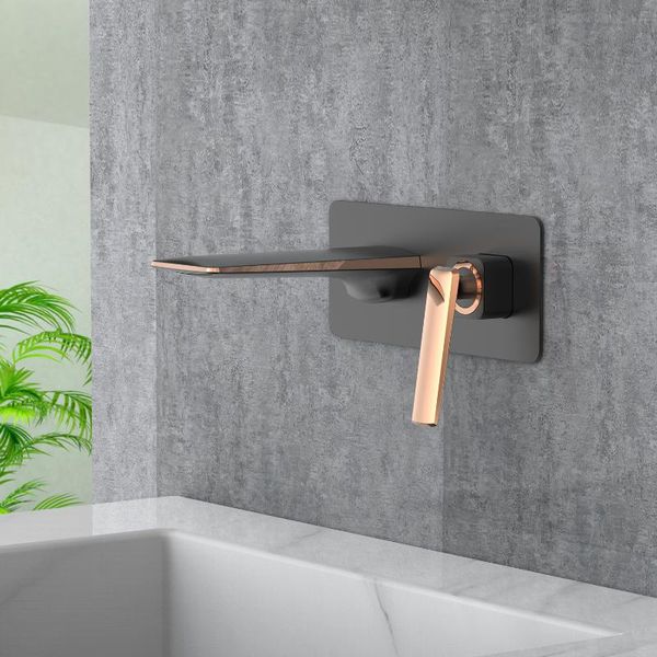 

fashion wall mounted brass valve core material bathroom rose gold black wash basin taps sink faucets copper faucet