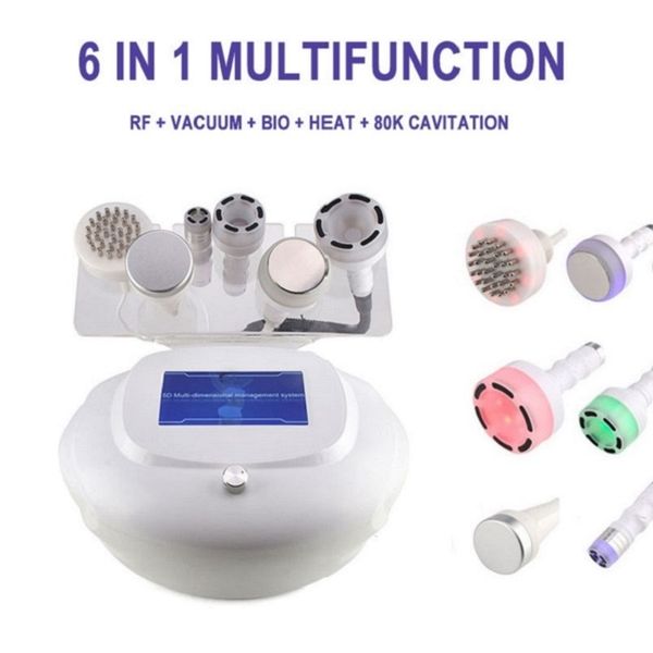 

multi-functional beauty equipment 6 in 1 80k cavitation rf ultrasonic vacuum slimming machine weightloss body sculpting skin tightening faci, Black;white