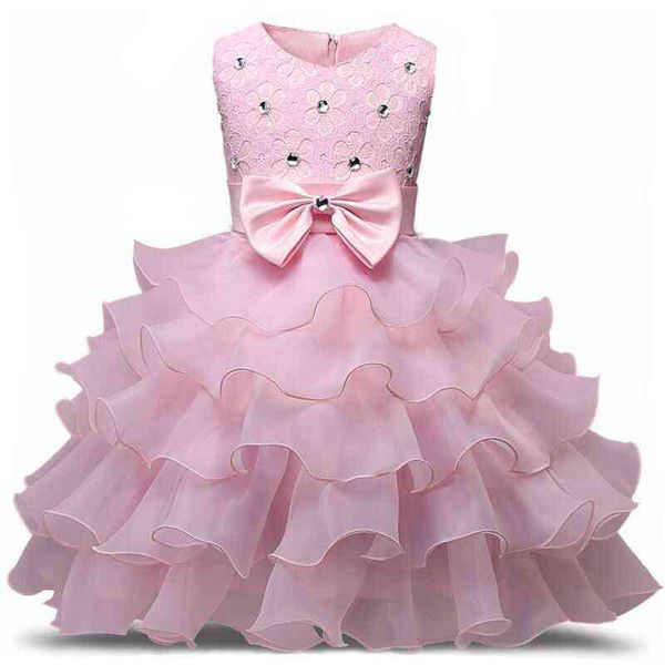 New XMAS Baby Girls Party Pizzo Tulle Flower Gown Fantasia Abito da damigella d'onore Vestito estivo Bambina Bambina Principessa Tutu Gown G1129